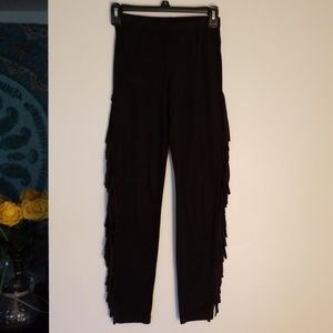 Forever 21 black faux suede fringe legging